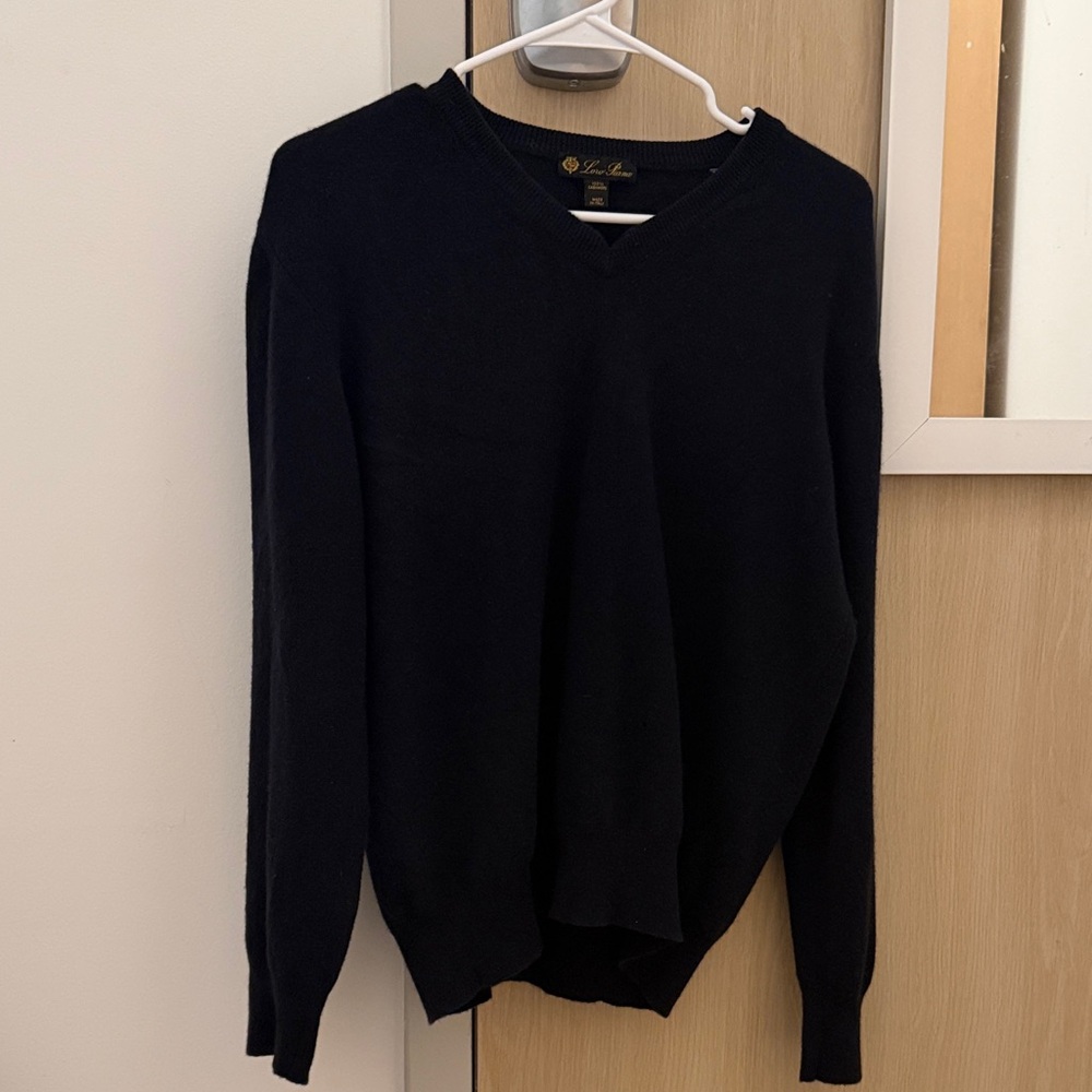 Loro Piana Men's V-Neck Black Sweater